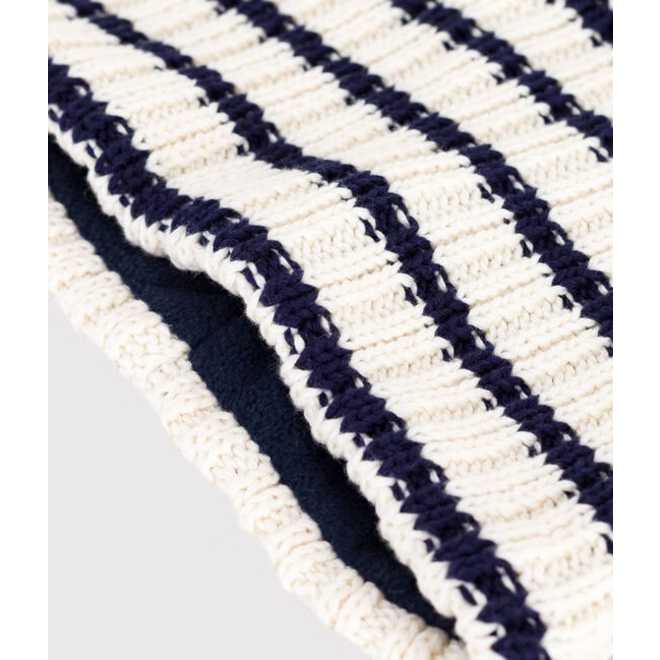 Children's stripy fleece-lined knitted snood