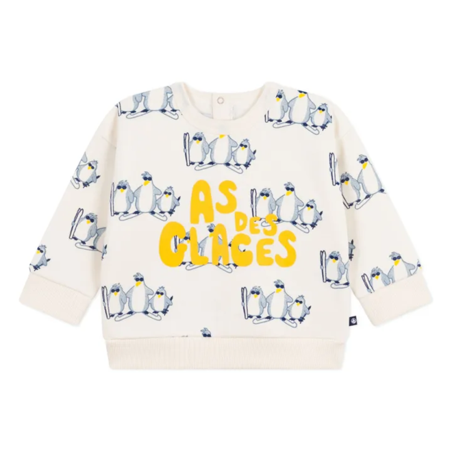 Babies' penguin-print cotton sweatshirt