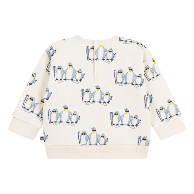 Babies' penguin-print cotton sweatshirt