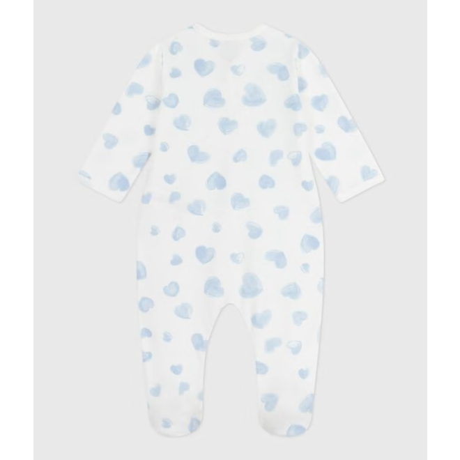 Babies' brushed fleece heart-print pyjamas with a collar