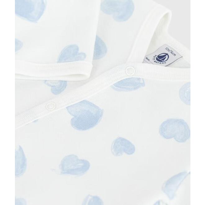 Babies' brushed fleece heart-print pyjamas with a collar