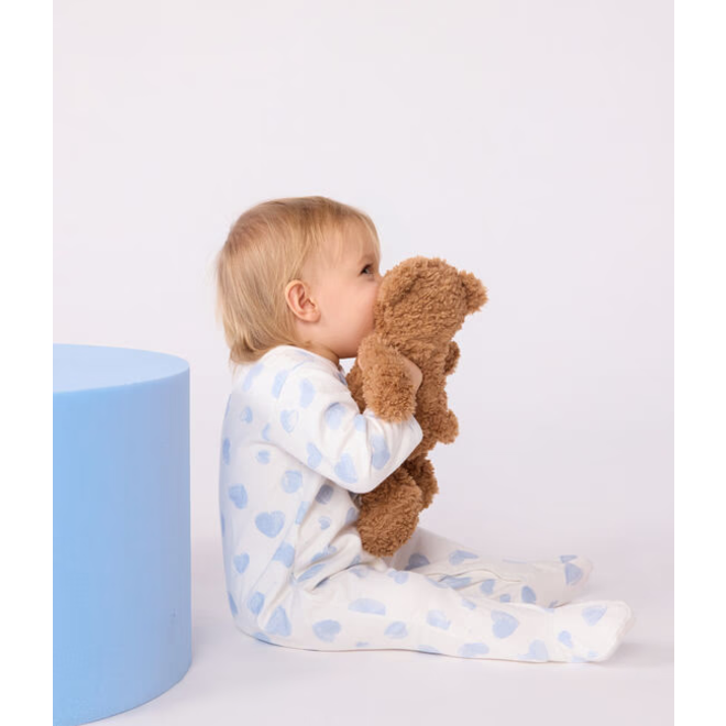 Babies' brushed fleece heart-print pyjamas with a collar