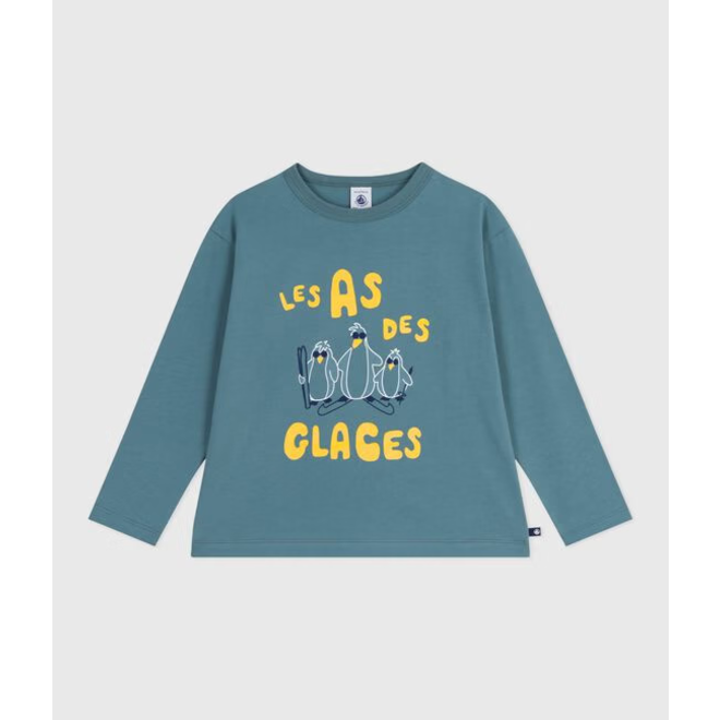 Children's long-sleeved printed cotton T-shirt Olive