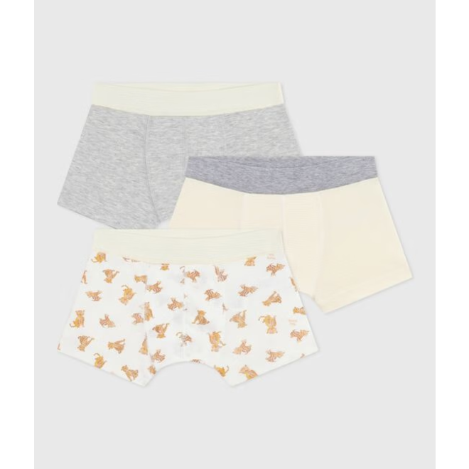 Pack of children's leopard-print cotton boxers with a covered waistband
