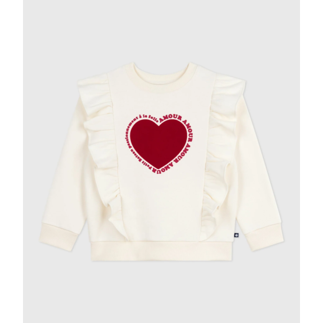 Petit Bateau Sweater Meisjes Hart Milk Kids