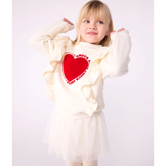 Petit Bateau Sweater Meisjes Hart Milk Kids