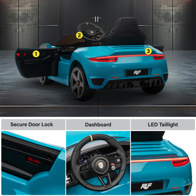 Licensed Porsche RUF 911 Ride-On Car – 24V Electric Vehicle with Remote & LED Blue