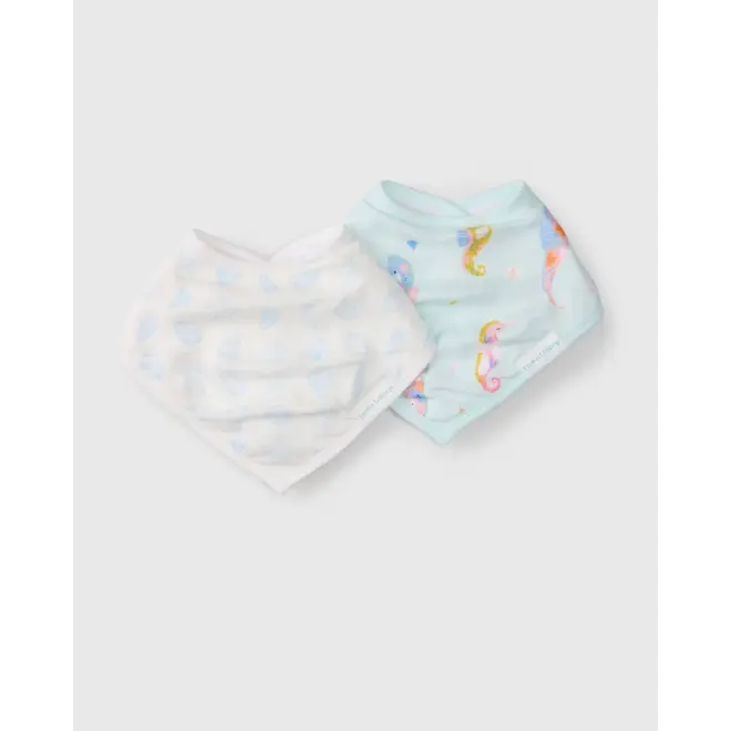Muslin Bandana Bib Set - Painterly Seahorse