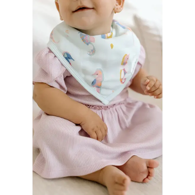 Muslin Bandana Bib Set - Painterly Seahorse