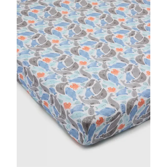 Muslin Fitted Crib Sheet - Seals