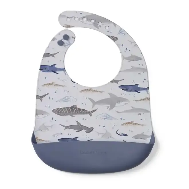Silicone Bib Printed - Sharks