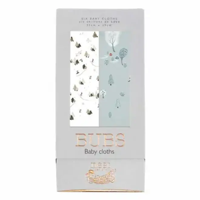 Bubs Baby Washcloth Set (6 Pack) WINTER FUN