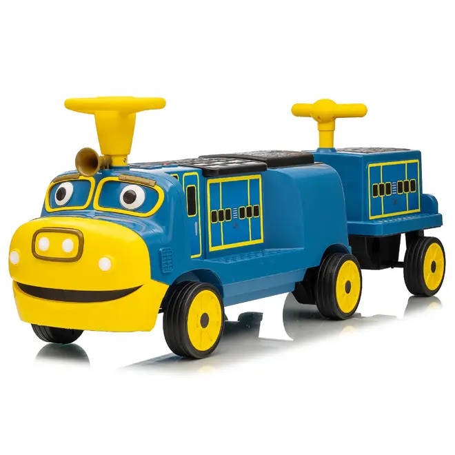 Officially Licensed Chuggington® Electric Ride-On Train with Whistle, Music Player & Parent Seat – 12V, Red or Blue, Detachable Carriage