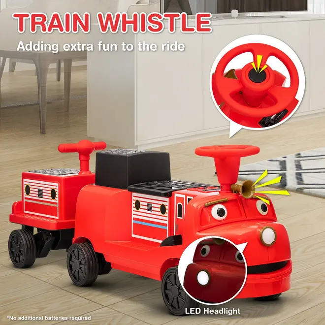 Officially Licensed Chuggington® Electric Ride-On Train with Whistle, Music Player & Parent Seat – 12V, Red or Blue, Detachable Carriage