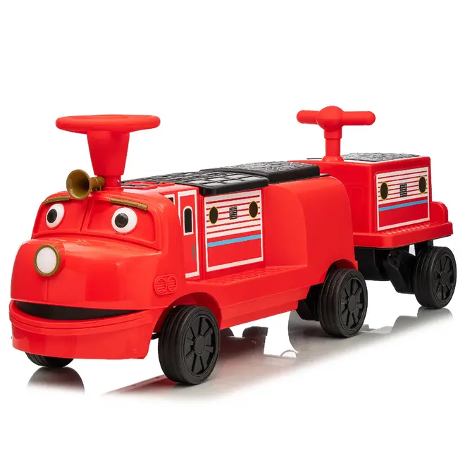 Officially Licensed Chuggington® Electric Ride-On Train with Whistle, Music Player & Parent Seat – 12V, Red or Blue, Detachable Carriage