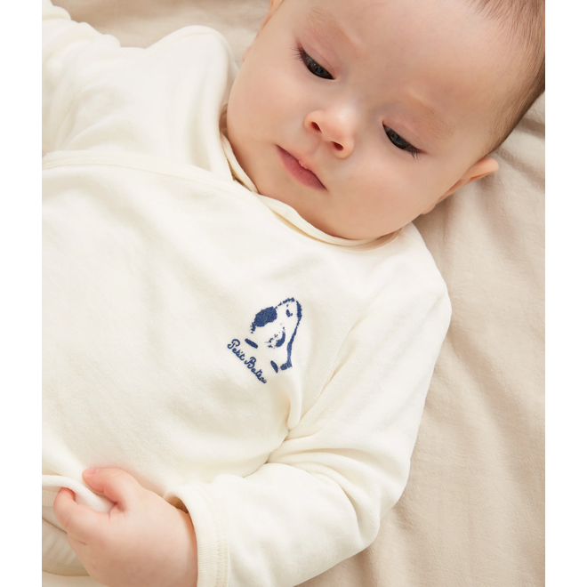 Babies' 3-piece set with a penguin print wrap-around top and a body