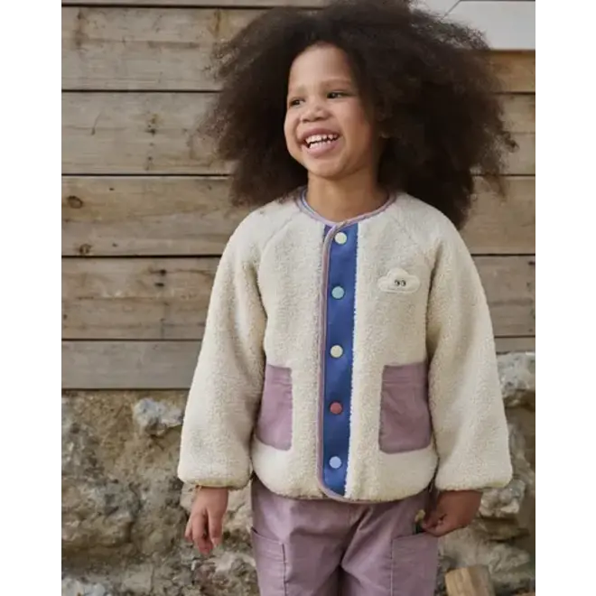 Recycled High Pile Fleece Kids Reversible Jacket - Cloud