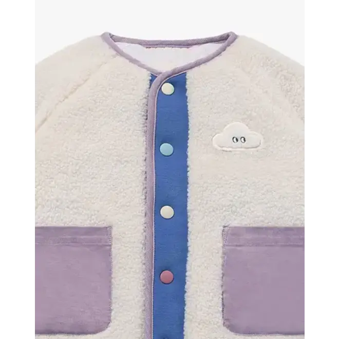 Recycled High Pile Fleece Kids Reversible Jacket - Cloud