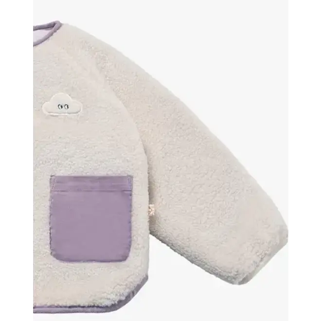 Recycled High Pile Fleece Kids Reversible Jacket - Cloud