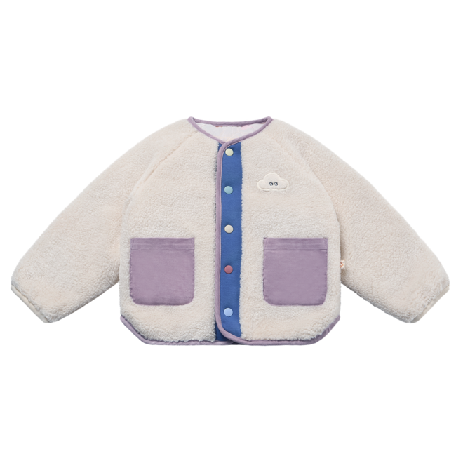 Recycled High Pile Fleece Kids Reversible Jacket - Cloud