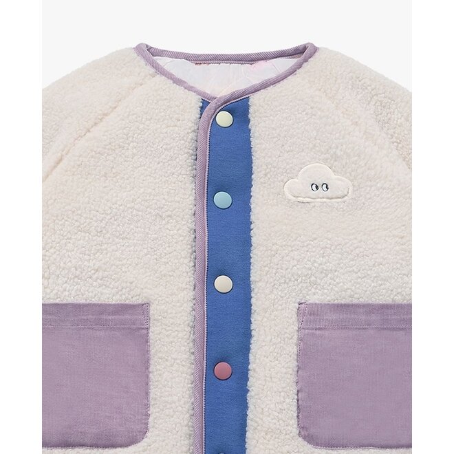 Recycled High Pile Fleece Kids Reversible Jacket - Cloud