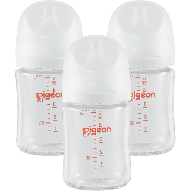 Pigeon - Glass Bottle 5oz (3-Pack) with SS Nipple 0M+