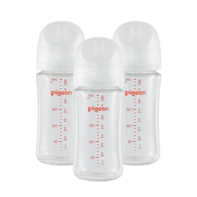 Pigeon - Glass Bottle 8oz (3-Pack) with M Nipple 3M+