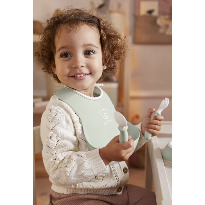 Baby Spoon and Fork, 4 pcs, Powder green