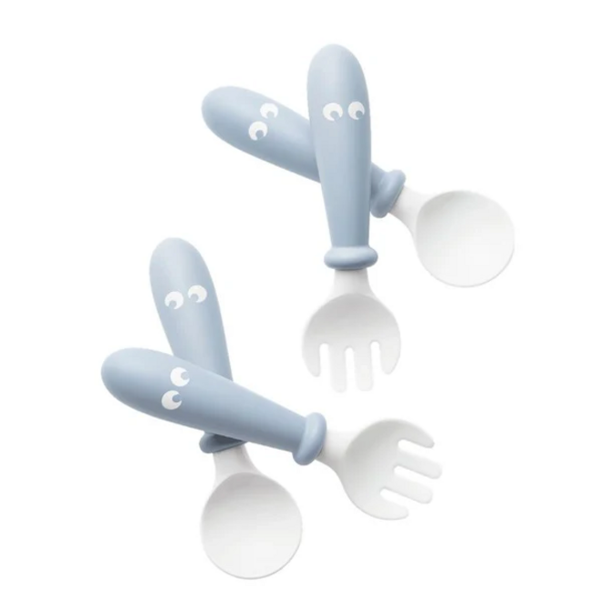 Baby Spoon and Fork, 4 pcs, Powder blue
