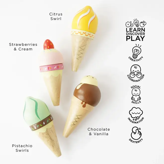 Wooden Ice Cream Cones Set - Le Toy Van