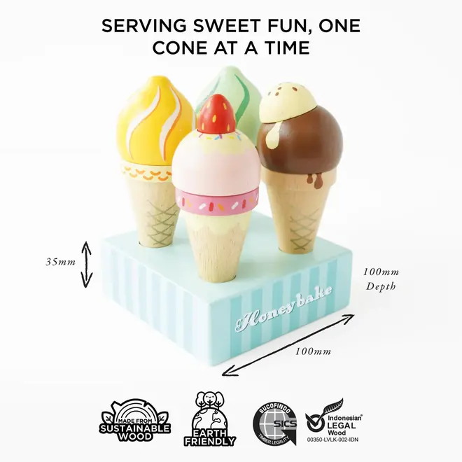 Wooden Ice Cream Cones Set - Le Toy Van