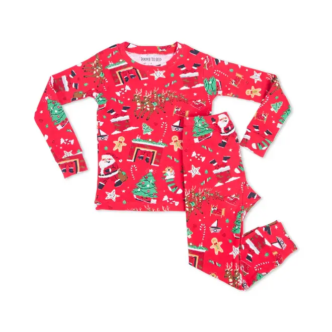 Twas The Night Before Christmas - Red Flat Pack PJ Set With Book