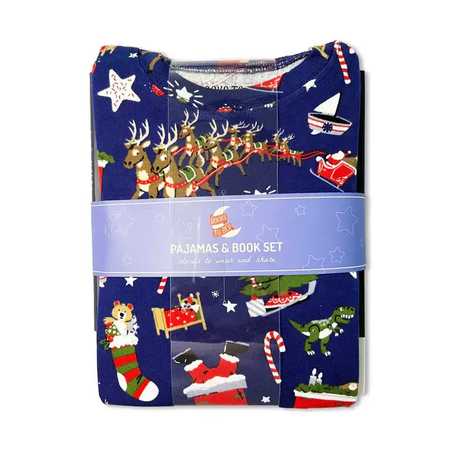 Twas The Night Before Christmas - Navy Flat Pack PJ Set With Book