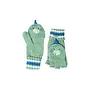 FlapJackKids -Knitted Fingerless Gloves wFlap DinoGreen