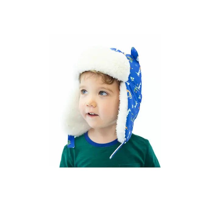 Kids & Baby Water Repellent Trapper Hat - Dino on Ice
