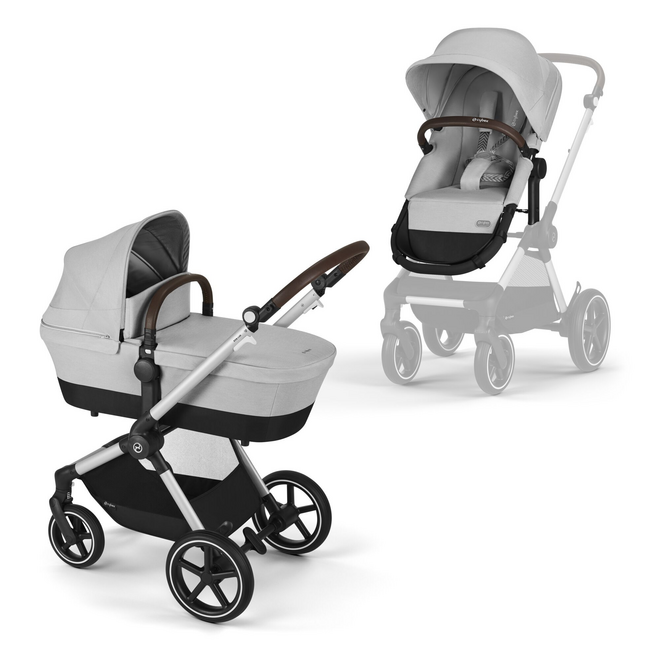 EOS LUX 2-IN 1 STROLLER-LAVA GREY+SILVER FRAME