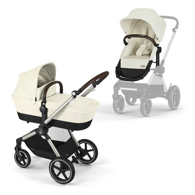 EOS LUX 2-IN 1 STROLLER-SWASHELL BEIGE+TAUPE FRAME