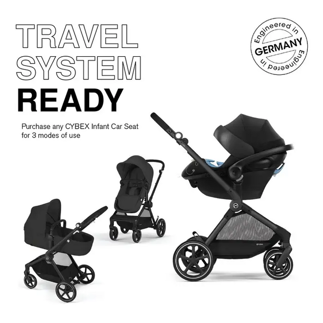 Eos Black stroller frame and Seat- Moon Black
