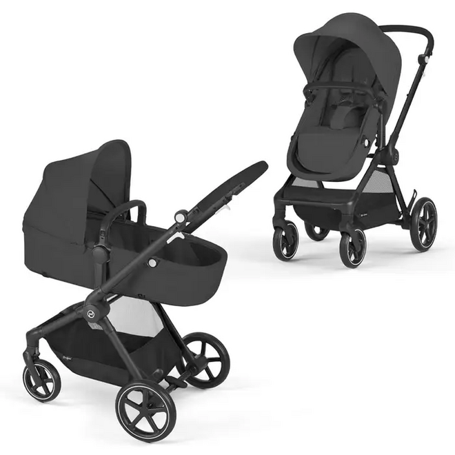 Eos Black stroller frame and Seat- Moon Black