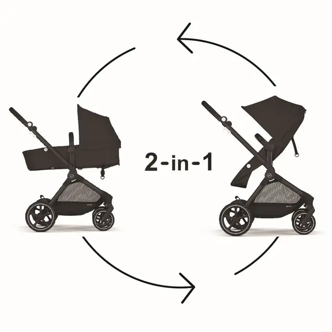 Eos Black stroller frame and Seat- Moon Black