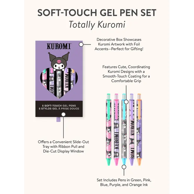 Sanrio Totally Kuromi Soft-Touch Gel Pen Set