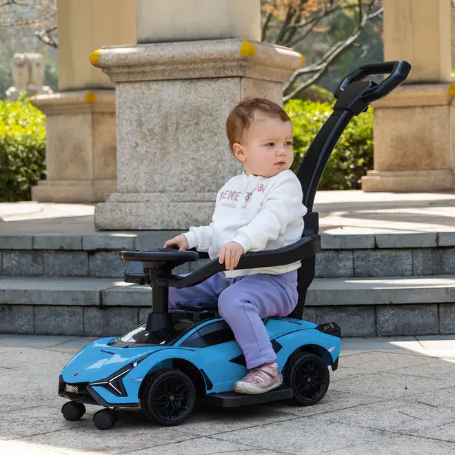 Lamborghini SIAN Push Pedal Ride On Car Baby Walker with Music and Lights, Licensed Blue