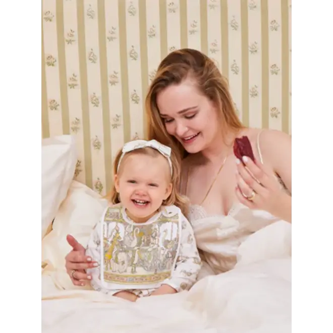 Satin bib - Carousel Pink