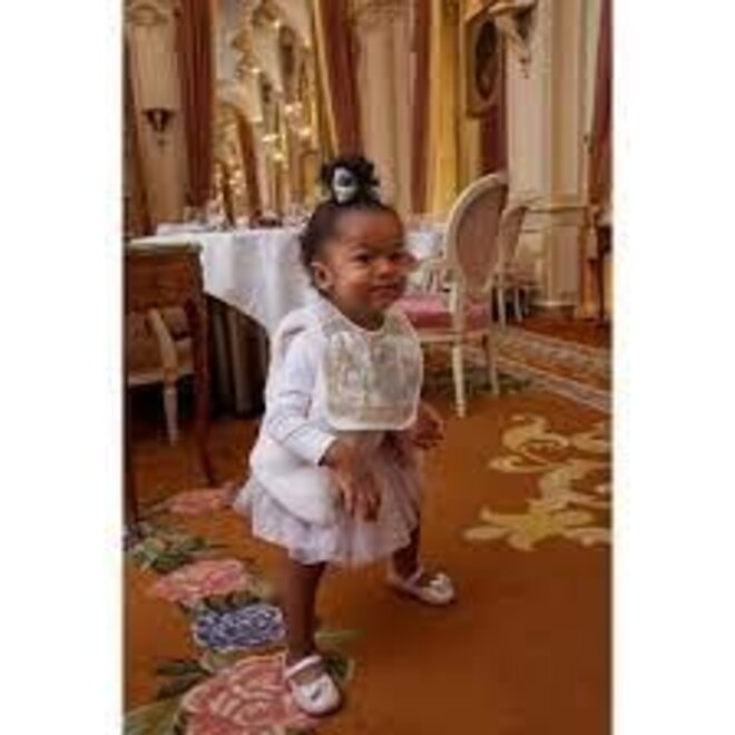 Satin bib - Carousel Pink