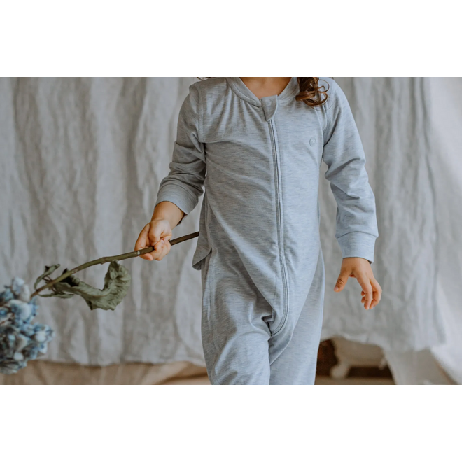 Basics Long Sleeve Drop Bottom Romper Grey Dawn