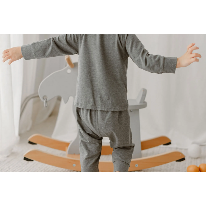 Basics Long Sleeve Drop Bottom Romper Grey Dawn