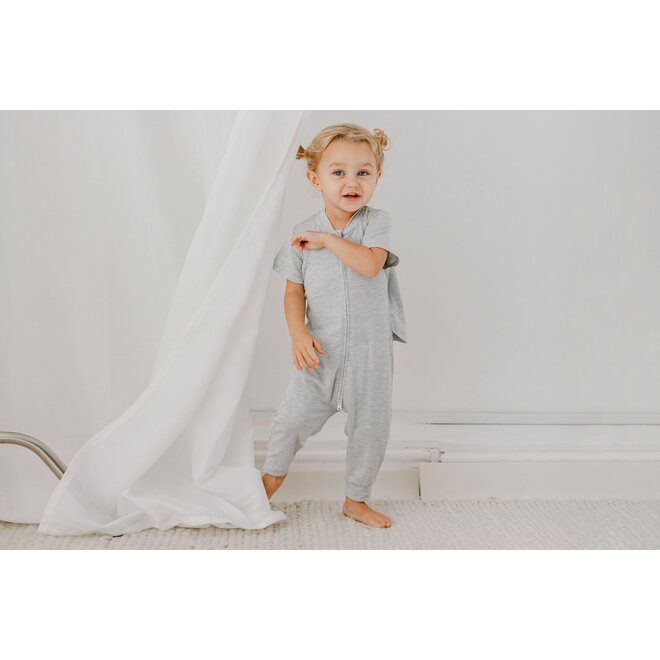 Basics Short Sleeve Drop Bottom Romper Grey Dawn