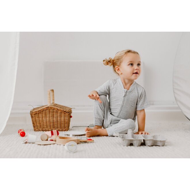 Basics Short Sleeve Drop Bottom Romper Grey Dawn