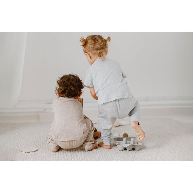 Basics Short Sleeve Drop Bottom Romper Grey Dawn