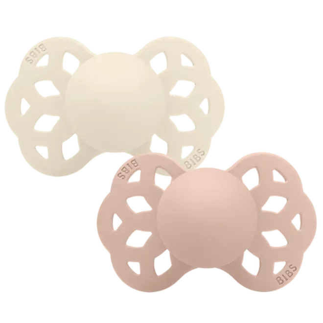 BIBS Infinity Pacifier Silicone 2 PK Anatomical Ivory/Blush